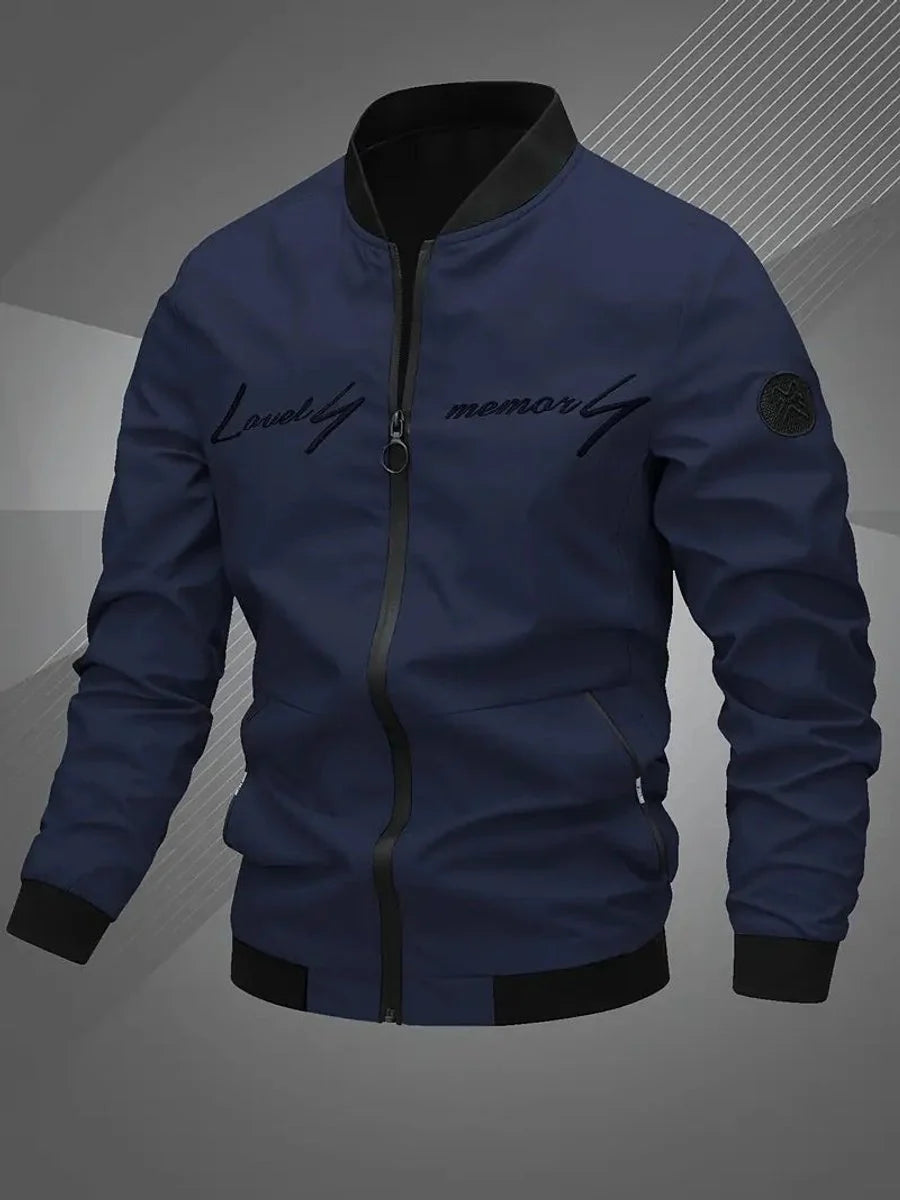 Nuana | Herren Bomber Jacket Lässige Polyester Collegejacke Mit Baseball-Kragen