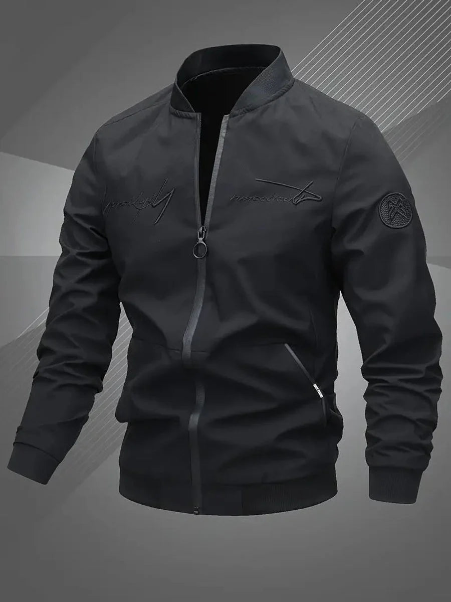 Nuana | Herren Bomber Jacket Lässige Polyester Collegejacke Mit Baseball-Kragen