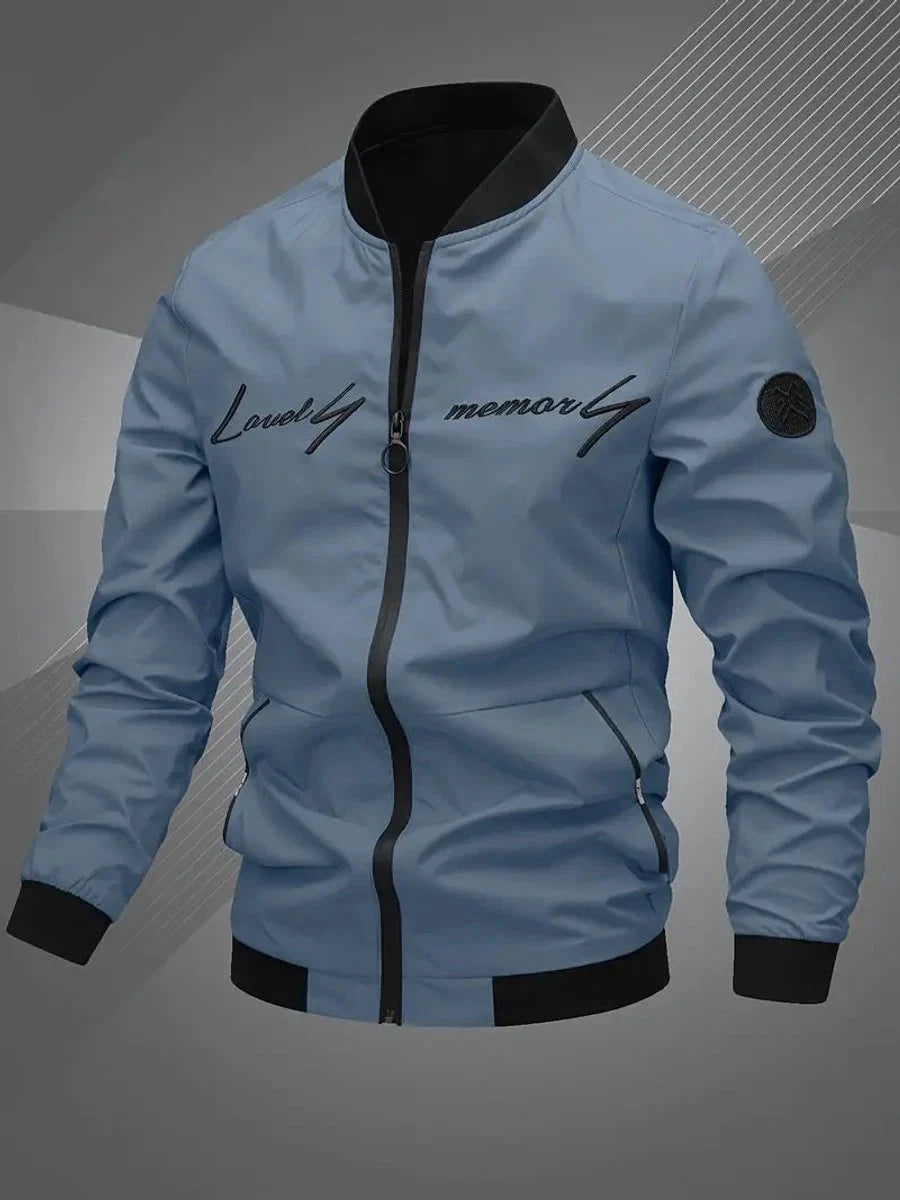 Nuana | Herren Bomber Jacket Lässige Polyester Collegejacke Mit Baseball-Kragen