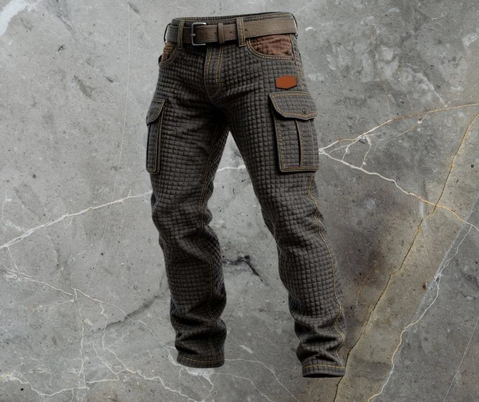 Nuana | Herren Cargo-Hose Slim Fit Strukturmuster Seitentaschen