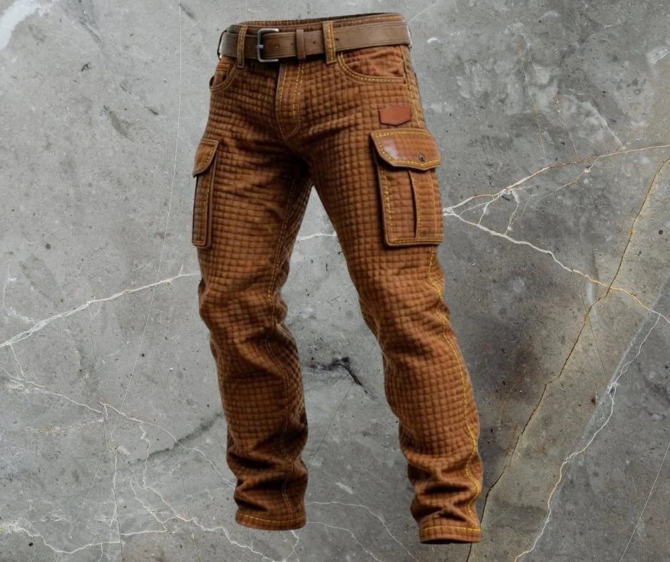 Nuana | Herren Cargo-Hose Slim Fit Strukturmuster Seitentaschen