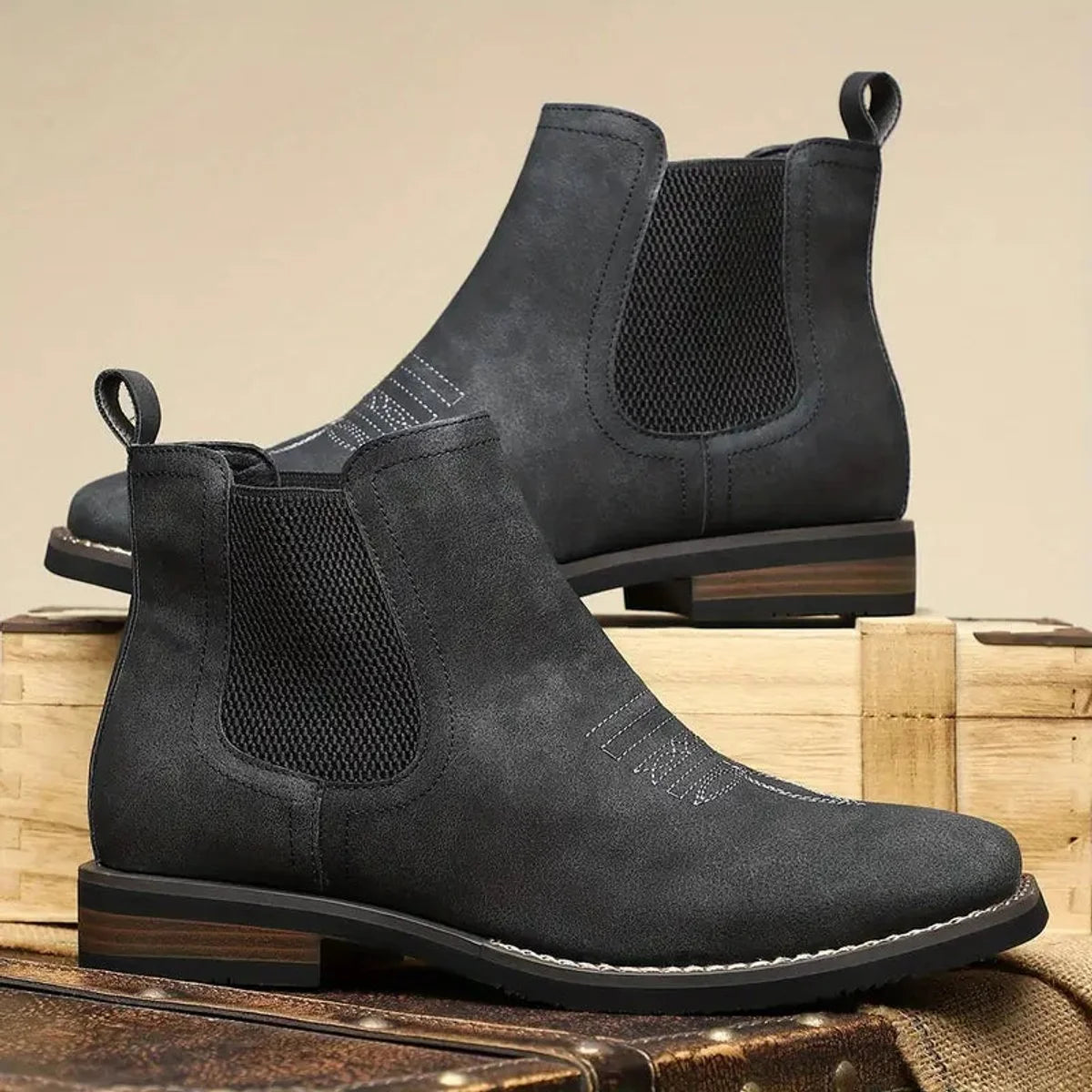 Nuana | Herren Chelsea Mens Boots Slip-on Stiefeletten Kunstleder