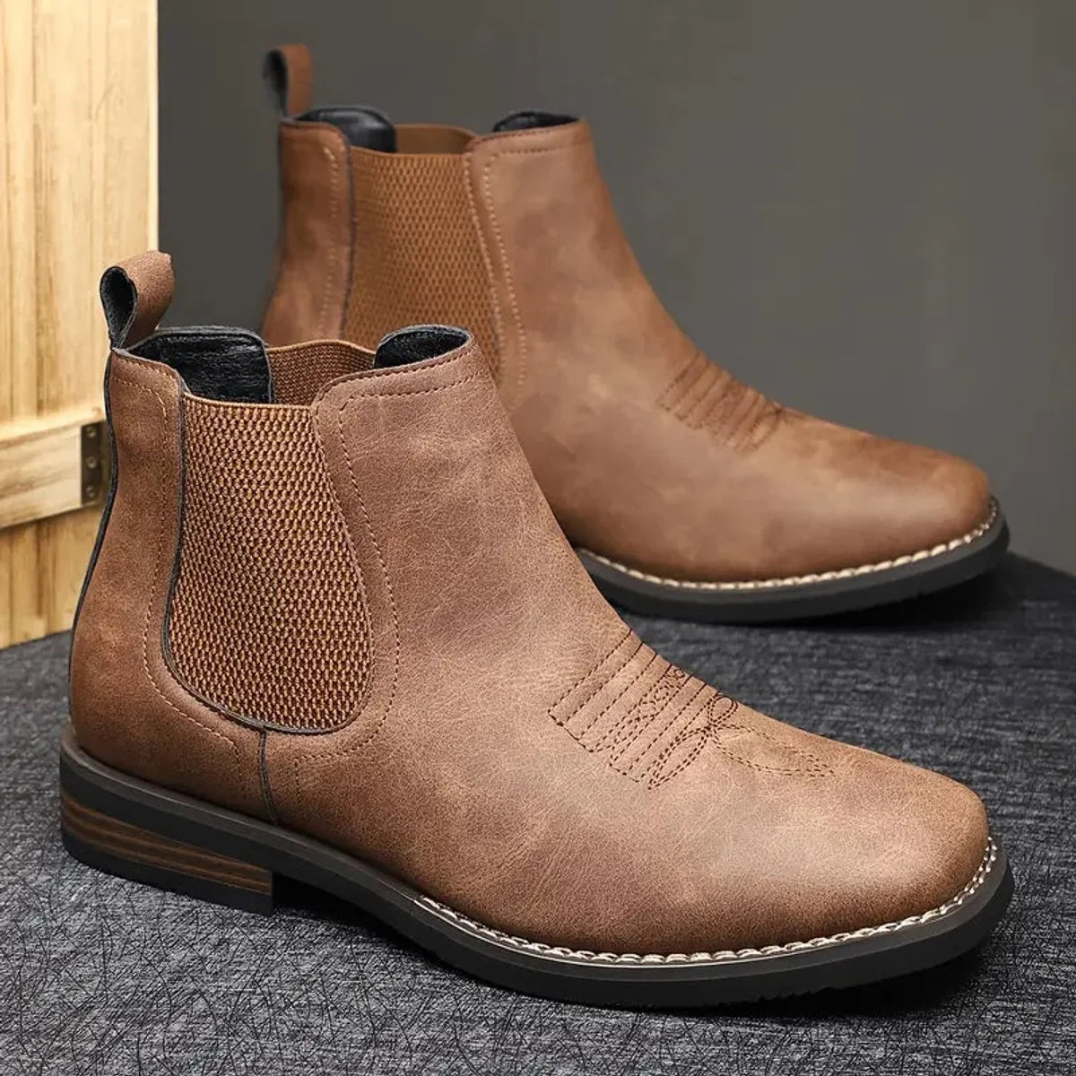 Nuana | Herren Chelsea Mens Boots Slip-on Stiefeletten Kunstleder
