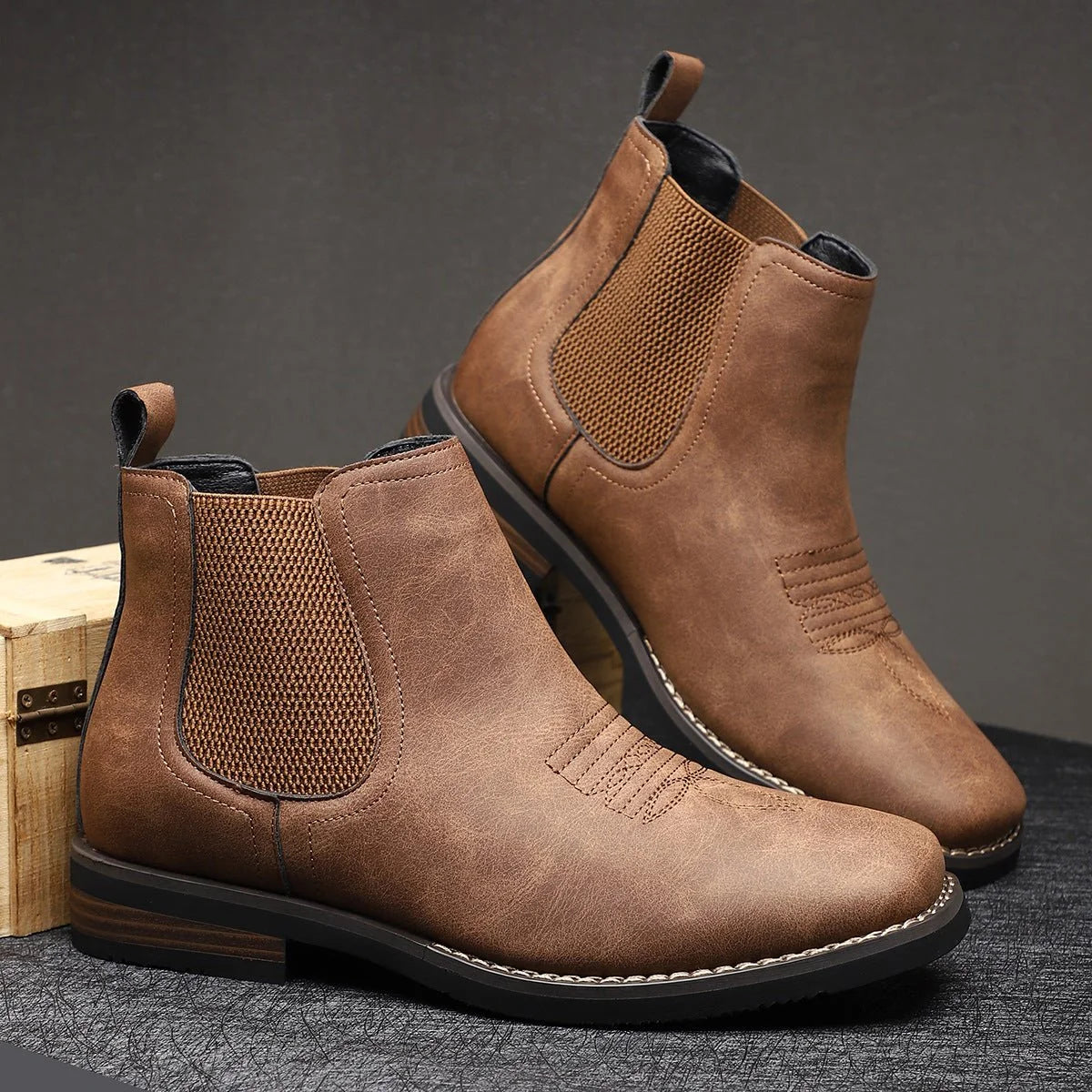Nuana | Herren Chelsea Mens Boots Slip-on Stiefeletten Kunstleder