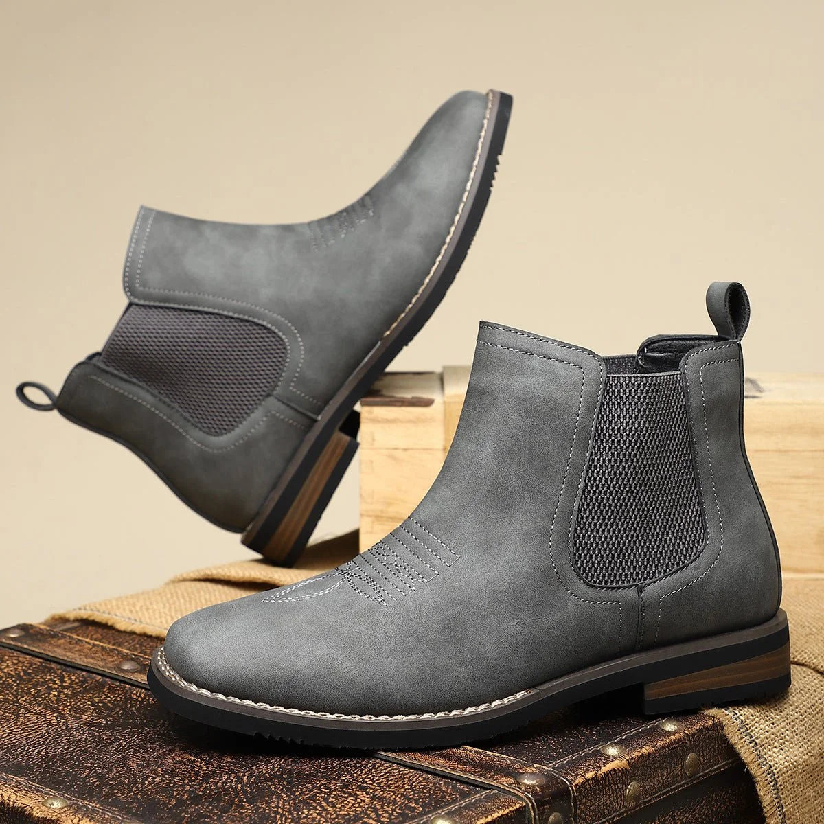 Nuana | Herren Chelsea Mens Boots Slip-on Stiefeletten Kunstleder