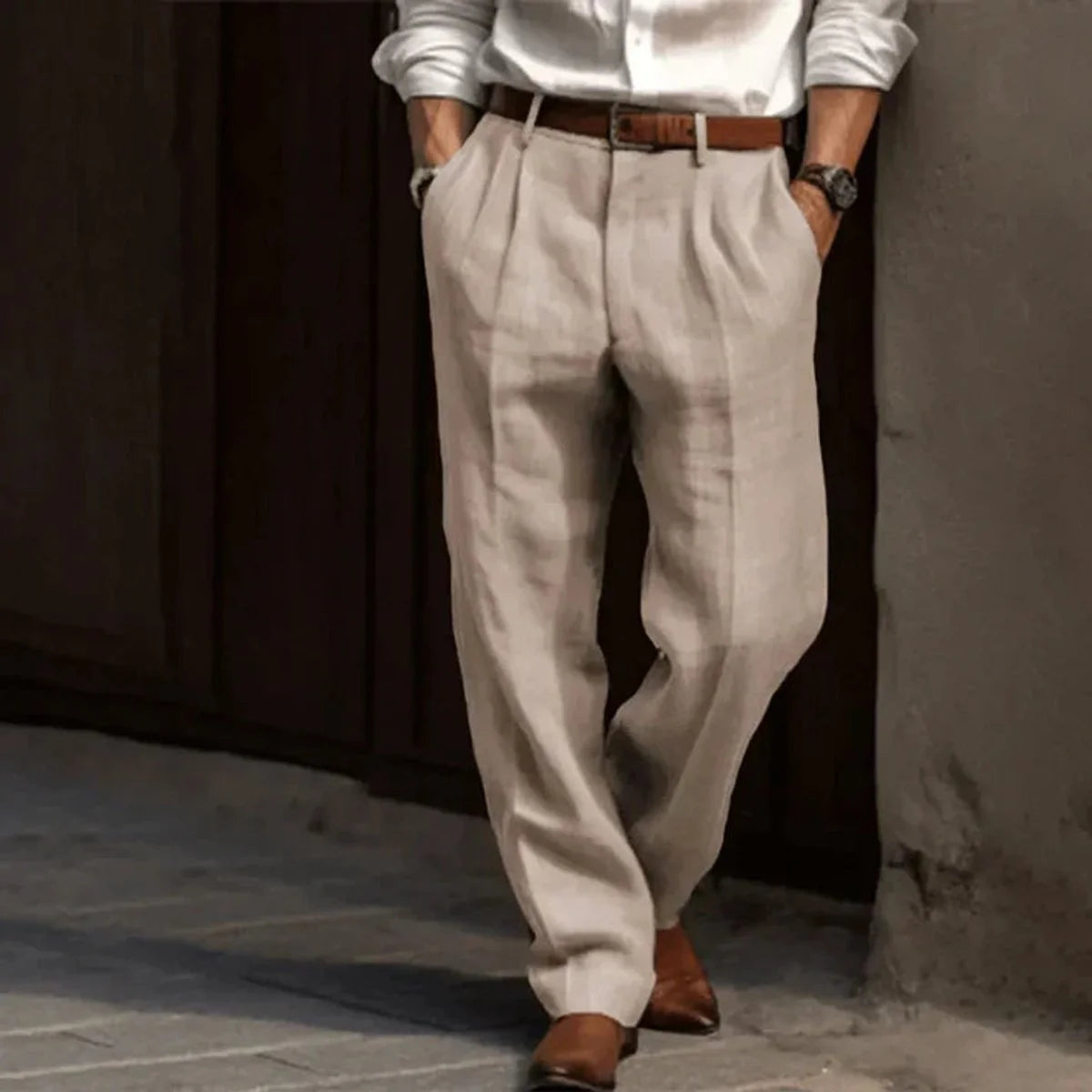 Nuana | Herren Faltenfront Klassische Bundfaltenhose Elegante Stoffhose