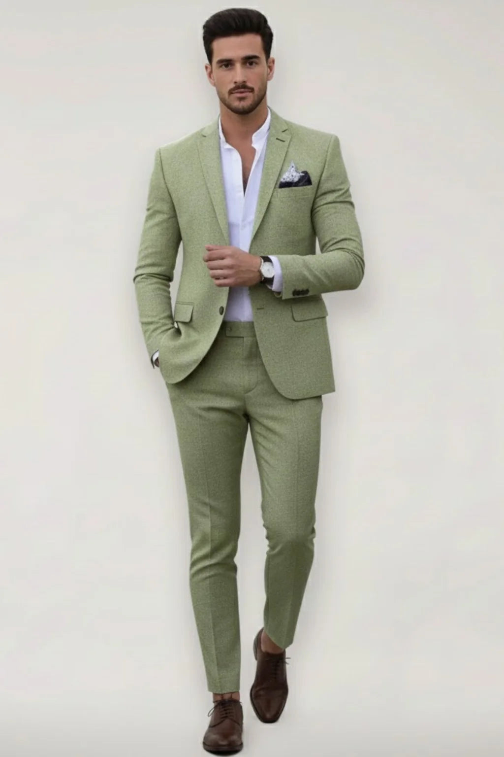 Nuana | Herren Frühlings Formeller Slim-Fit Zweiteiliger Anzug
