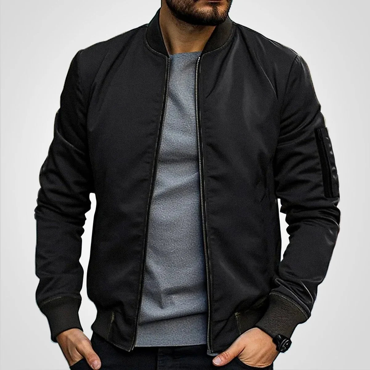 Nuana | Herren Klassische Bomber Jacket Übergangsjacke mit Rippbündchen