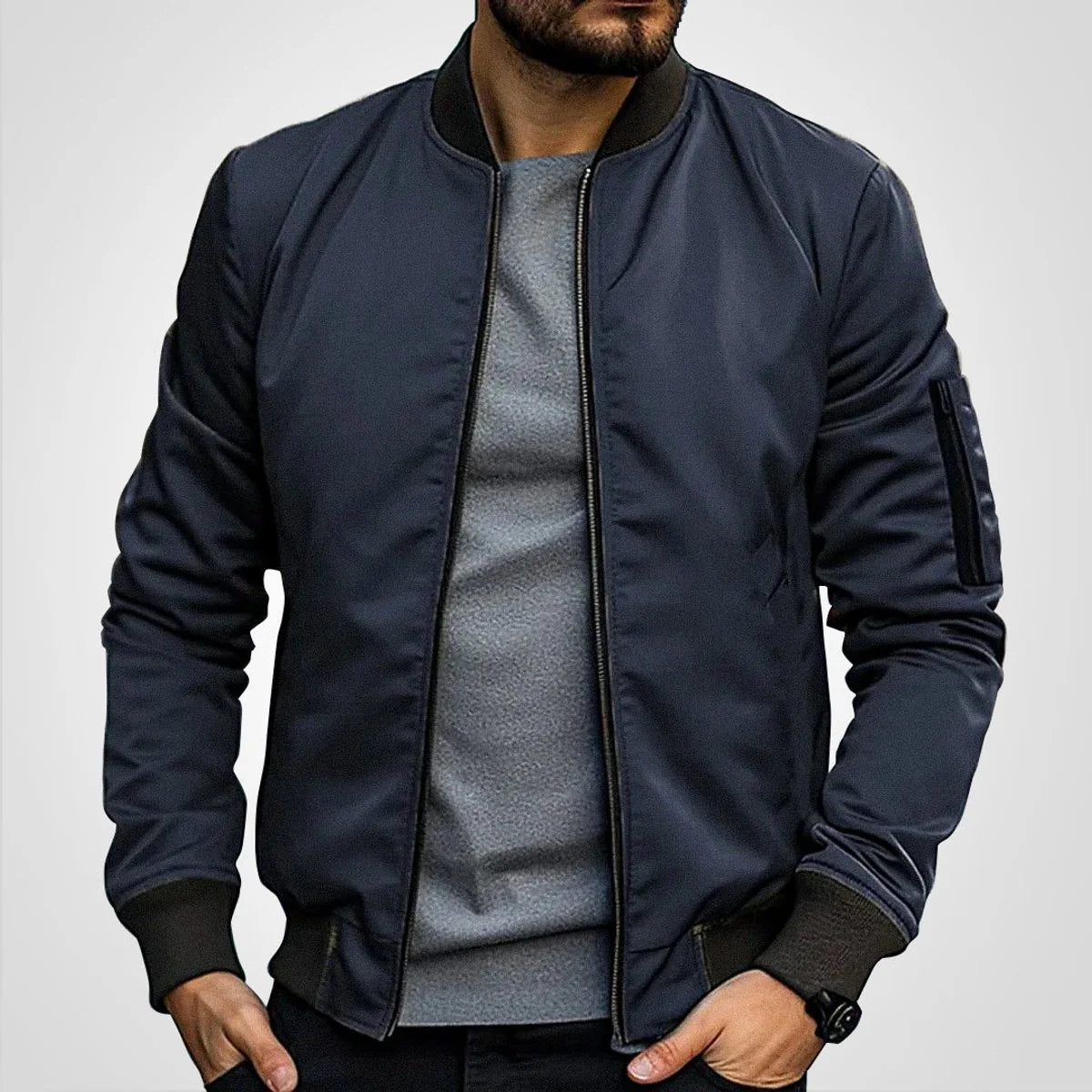 Nuana | Herren Klassische Bomber Jacket Übergangsjacke mit Rippbündchen