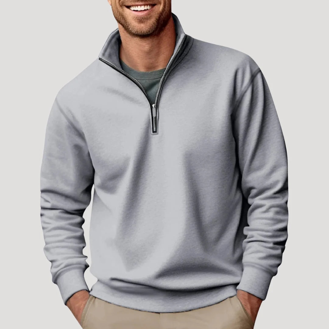 Nuana | Herren Klassischer Pullover mit Viertelreißverschluss