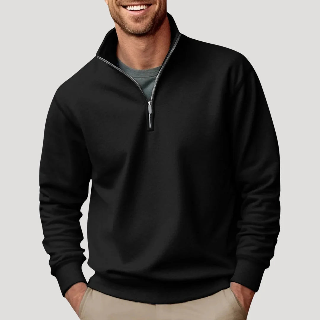 Nuana | Herren Klassischer Pullover mit Viertelreißverschluss