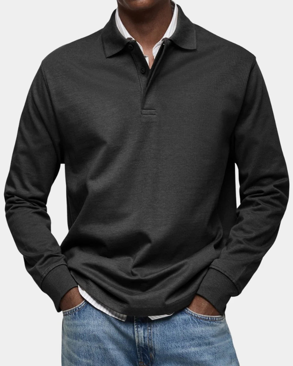 Nuana | Herren Langarm-Poloshirt klassischer Schnitt atmungsaktiv