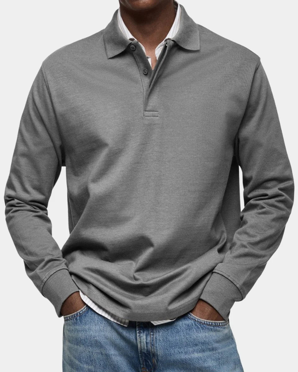 Nuana | Herren Langarm-Poloshirt klassischer Schnitt atmungsaktiv