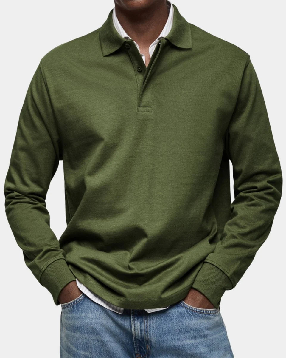 Nuana | Herren Langarm-Poloshirt klassischer Schnitt atmungsaktiv