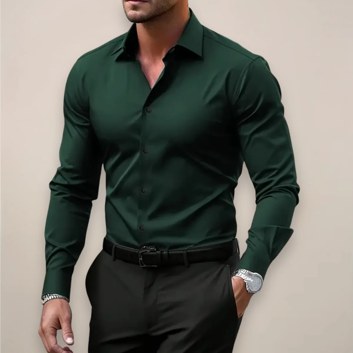 Nuana | Herren Langarmhemd im Smart-Style