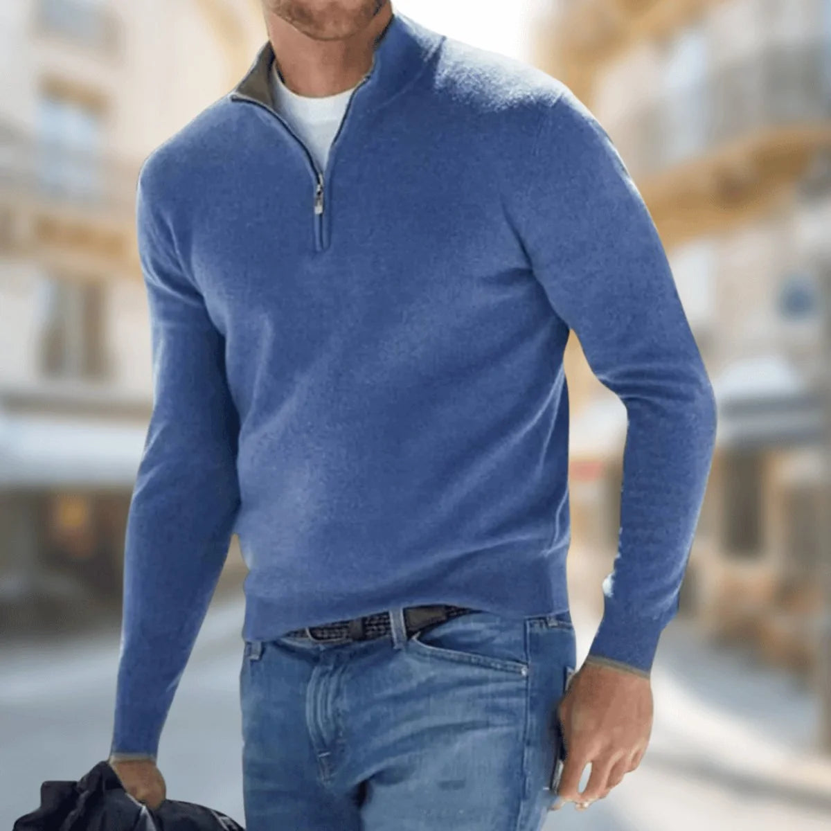 Nuana | Herren Leichter Quarter-Zip Strickpullover Knit Sweater