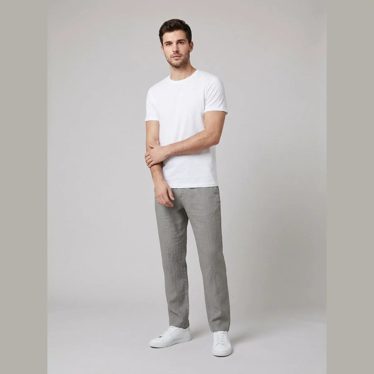 Nuana | Herren Leinen Relaxed-Fit Bundfalten-Hose mit Kordelzug