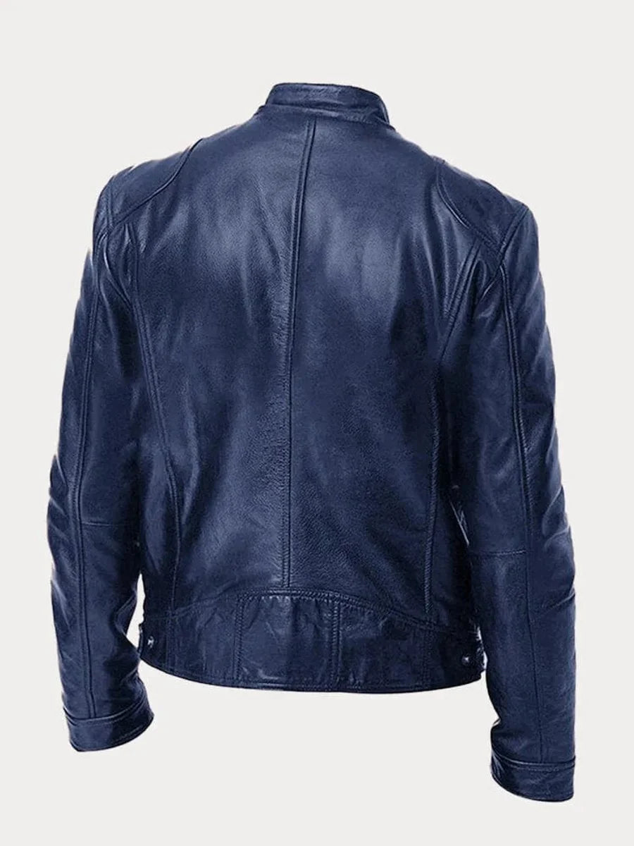 Nuana | Herren Slim-Fit Biker Quilted Jacket aus Kunstleder mit Reißverschluss