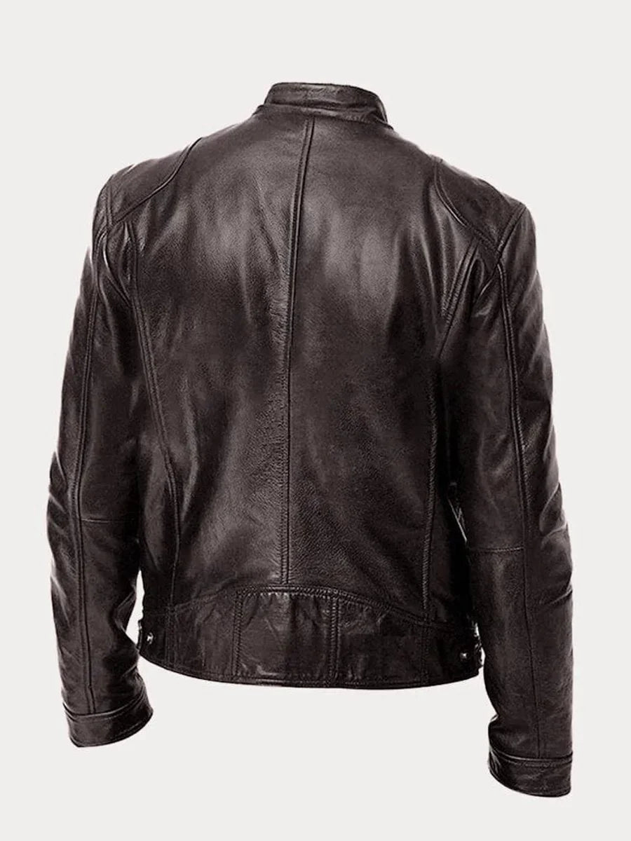 Nuana | Herren Slim-Fit Biker Quilted Jacket aus Kunstleder mit Reißverschluss
