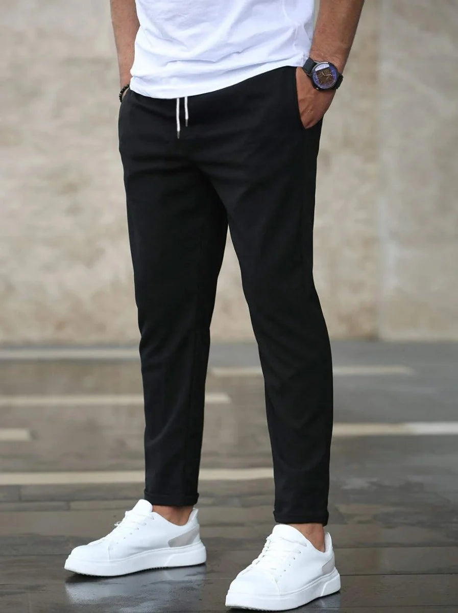 Nuana | Herren Slim-Fit Jogger-Chino Hose mit Kordelzug