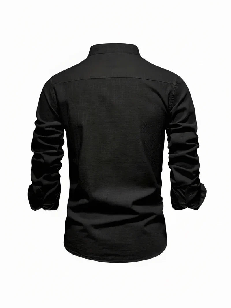 Nuana | Herren Stehkragen Knopfleiste Freizeit Shirt