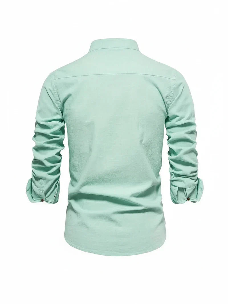 Nuana | Herren Stehkragen Knopfleiste Freizeit Shirt