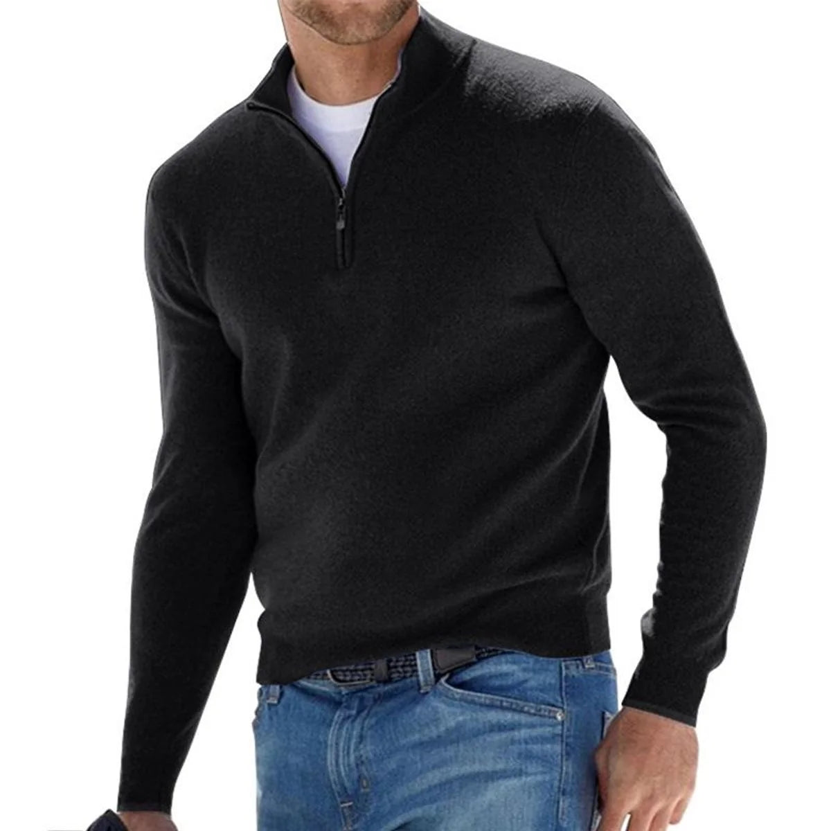 Nuana | Herren Strickpullover mit Halbem Reißverschluss Regular Fit
