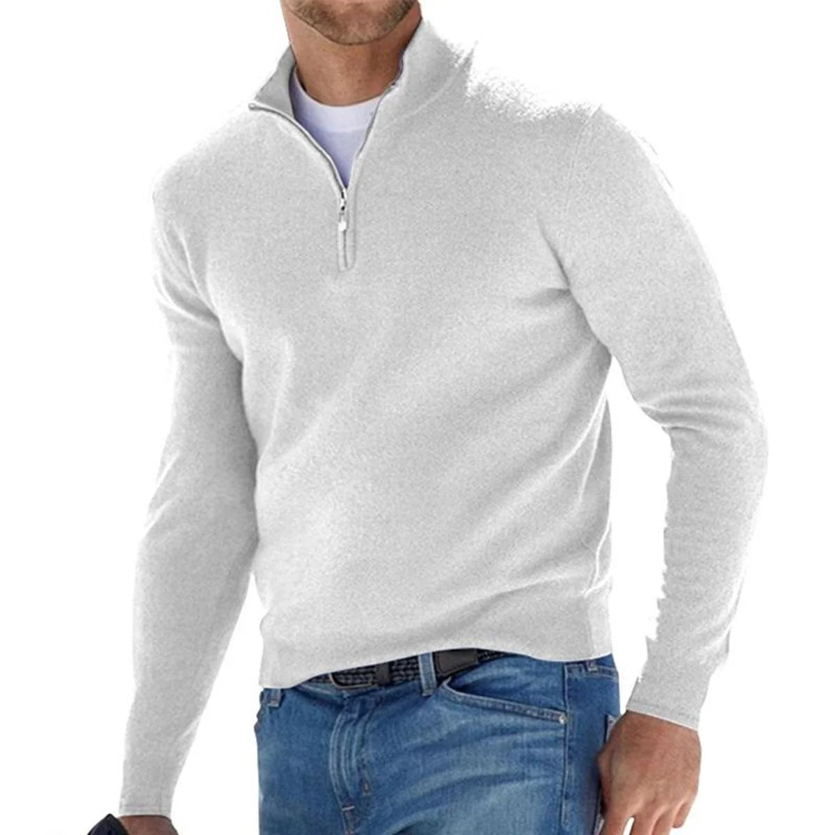 Nuana | Herren Strickpullover mit Halbem Reißverschluss Regular Fit