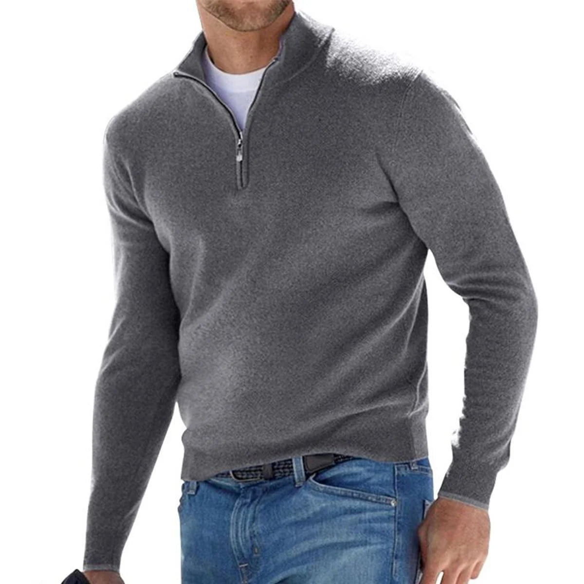 Nuana | Herren Strickpullover mit Halbem Reißverschluss Regular Fit