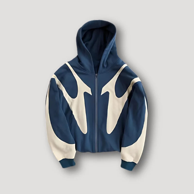 Nuana | Herren Trendiger Hoodie mit Flammenmuster und Reißverschluss