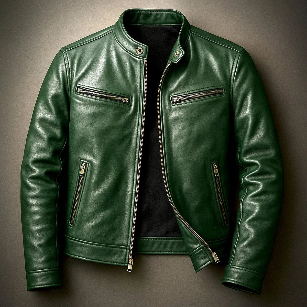 Nuana | Herren Vintage Biker Quilted Jacket Echtleder Reißverschluss