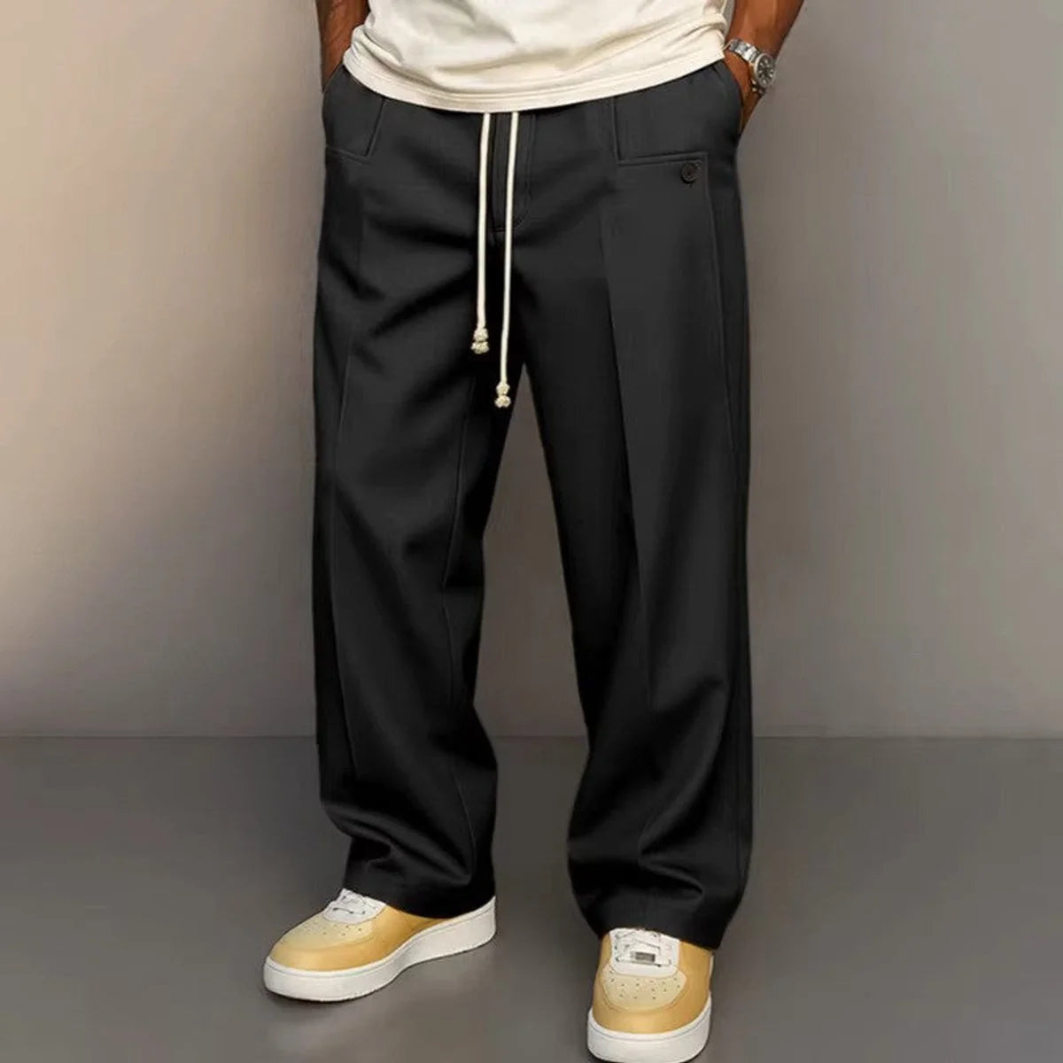 Nuana | Herren Weite Kordelzug-Bundhose Modern Geschnitten