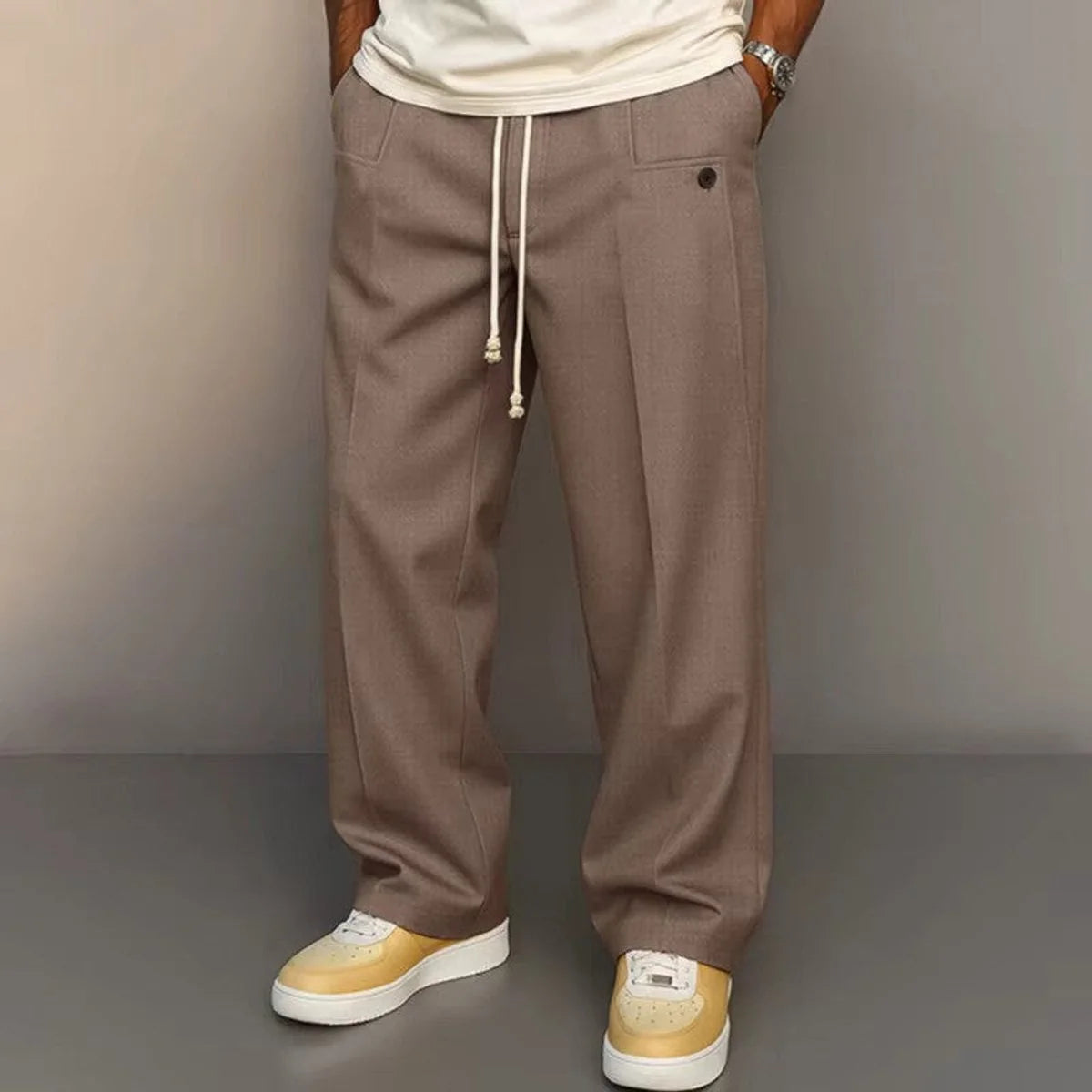 Nuana | Herren Weite Kordelzug-Bundhose Modern Geschnitten