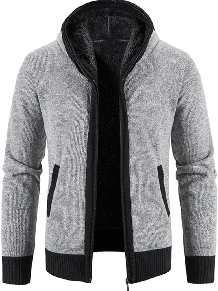 Nuana | Herren Winter-Kapuzenjacke mit Reißverschluss und Streifen