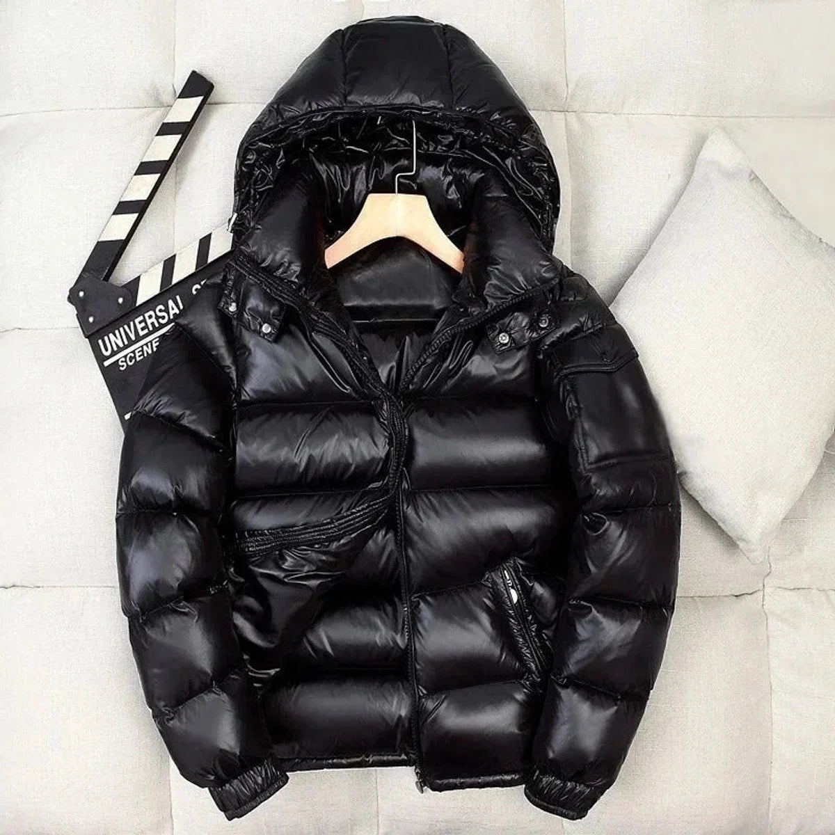 Nuana | Herren Winterjacke Glänzende Daunen-Steppjacke mit Kapuze