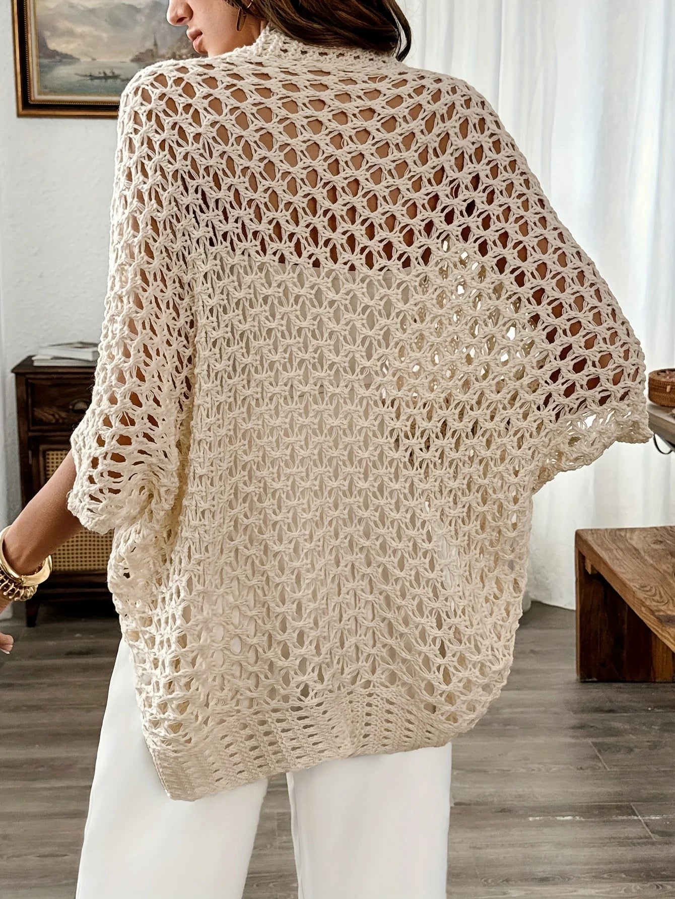 Nuana Kirsten Damen Winter Offener Drapierter Cardigan