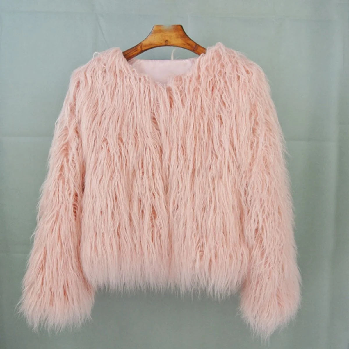 Nuana | Kunstpelzmantel Damen flauschiger Langflor Wintermantel