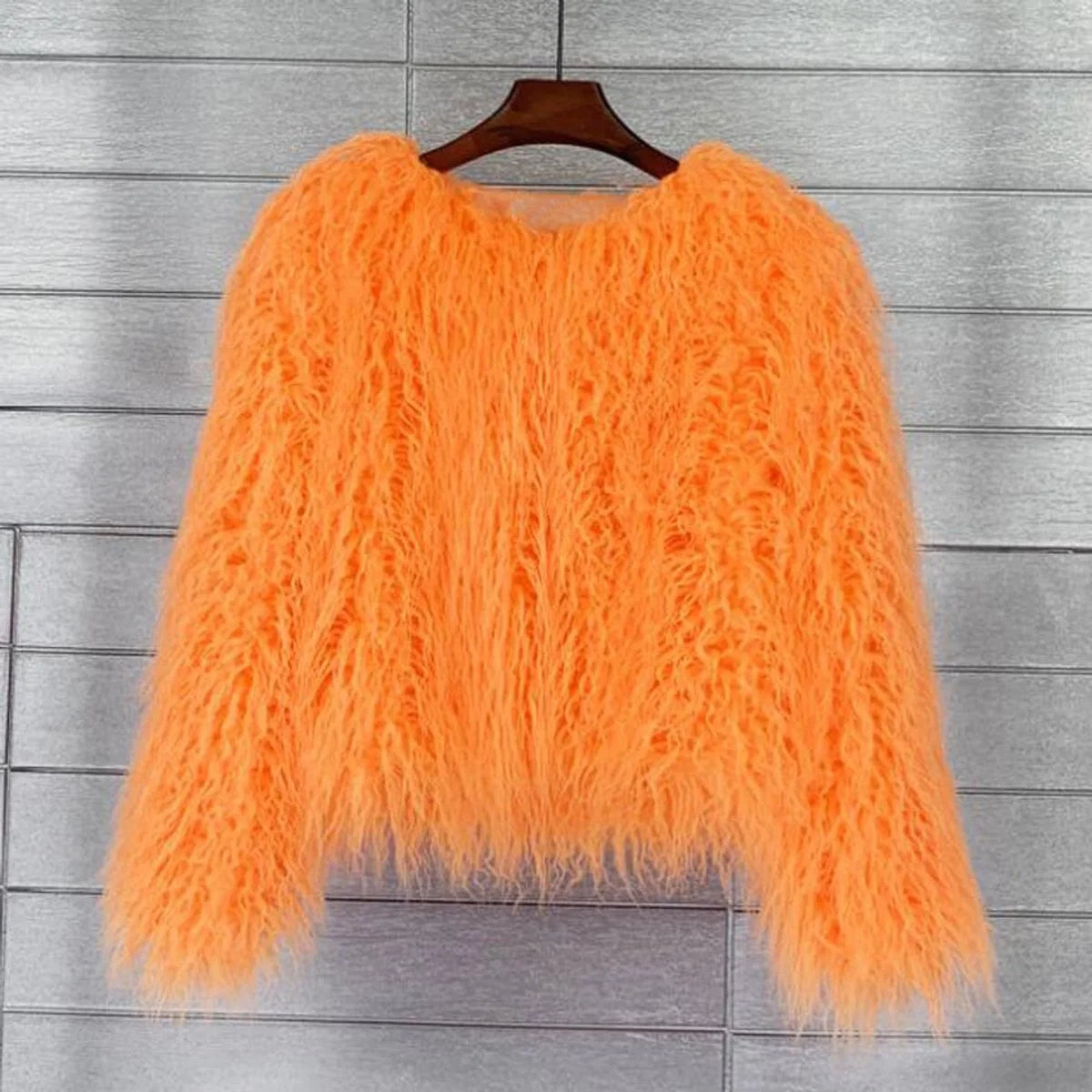 Nuana | Kunstpelzmantel Damen flauschiger Langflor Wintermantel
