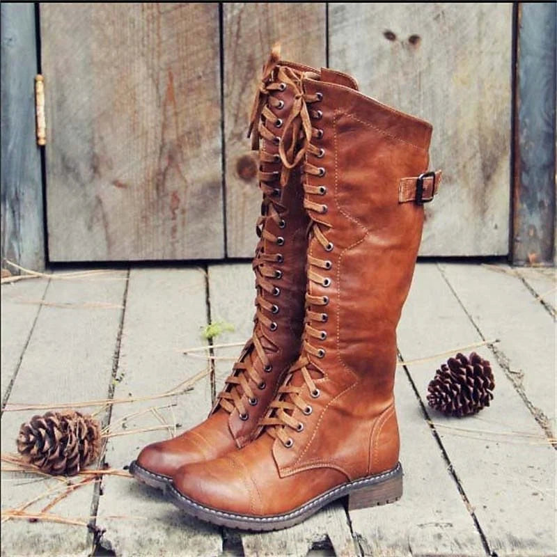 Nuana Lena | Damen Hohe Schnürstiefel im Reitstil