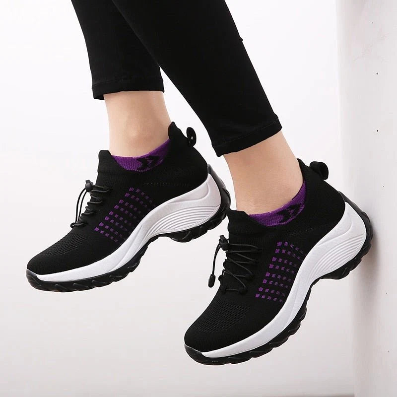 Nuana Lena | Damen Orthopädische Gedämpfte Schnürsenkel Plateau-Sneaker