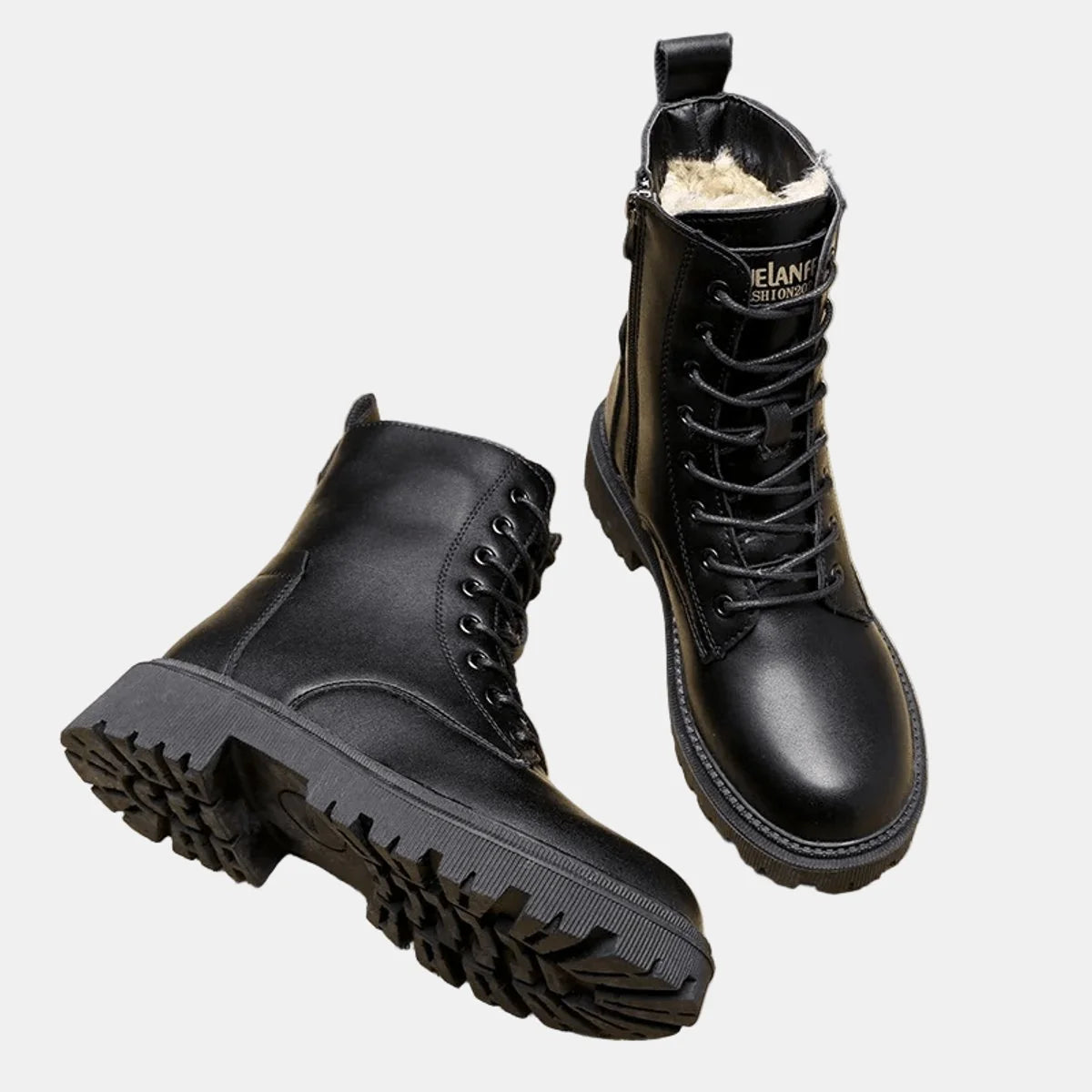 Nuana Leonie | Damen Gefütterte Schnürstiefeletten aus Kunstleder mit Reißverschluss