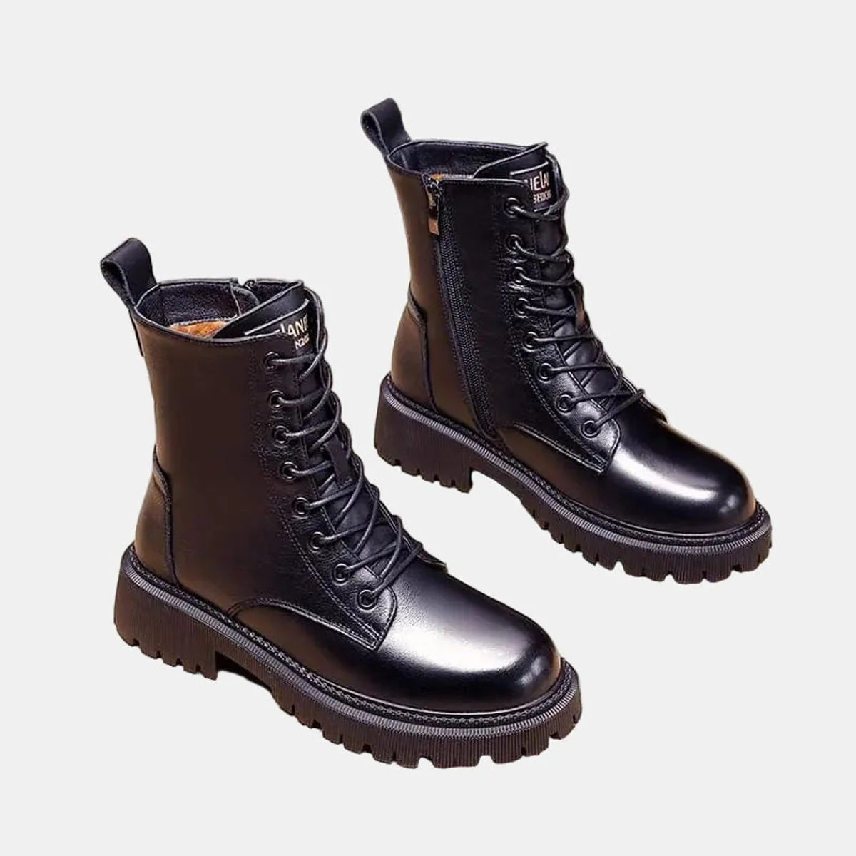 Nuana Leonie | Damen Gefütterte Schnürstiefeletten aus Kunstleder mit Reißverschluss