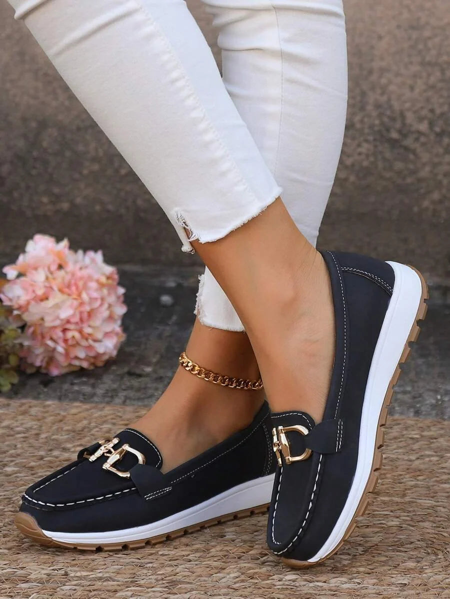 Nuana Leonie Damen Orthopädische Rutschfeste Slipper mit Golddetail