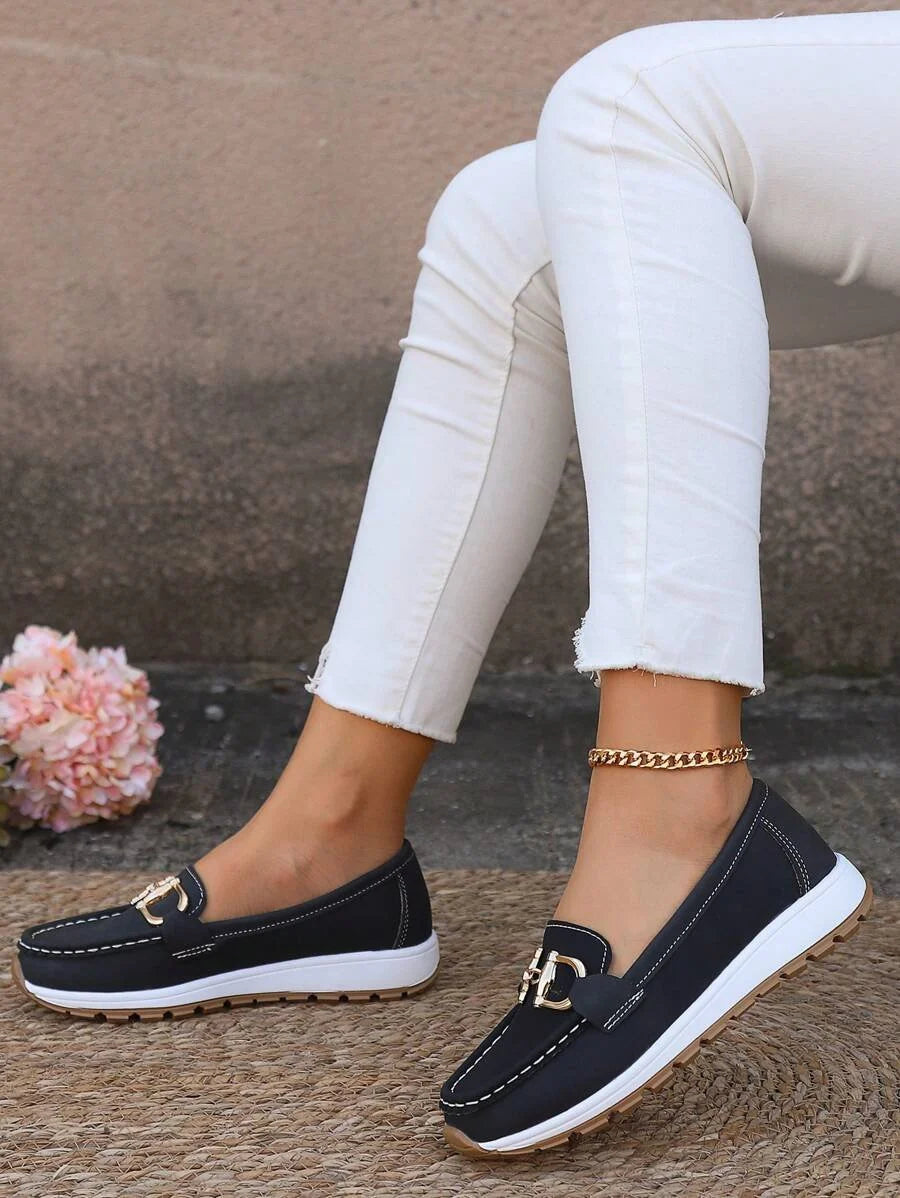Nuana Leonie Damen Orthopädische Rutschfeste Slipper mit Golddetail