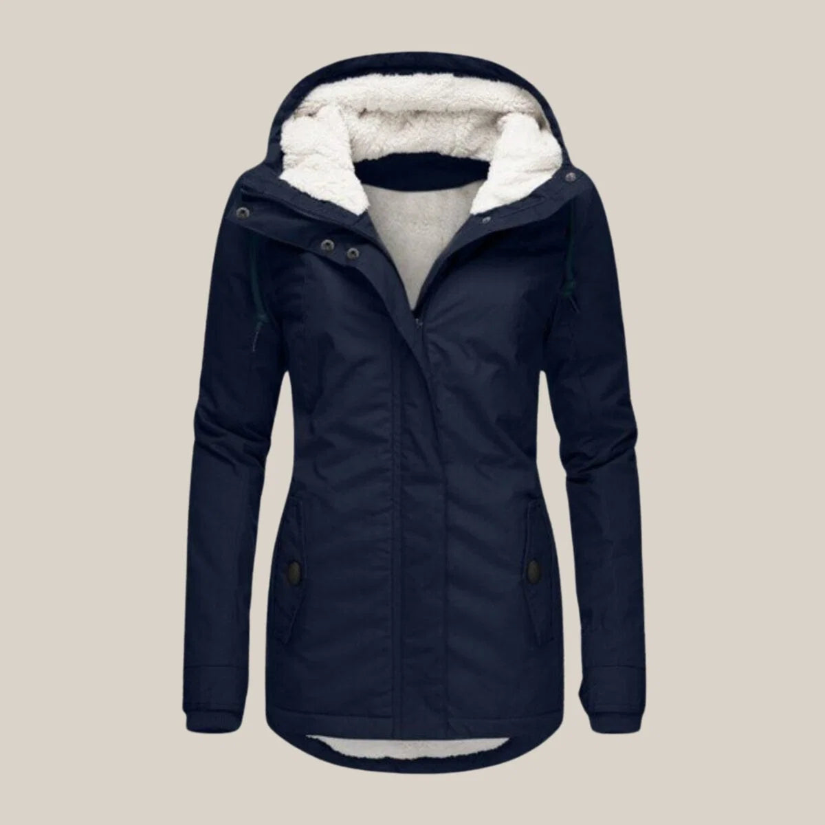 Nuana Leonie | Damen Steppjacke mit Fleecefutter Kapuze Winterjacke