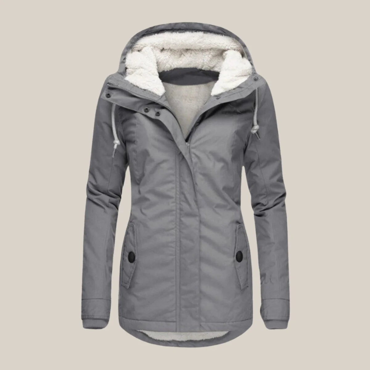 Nuana Leonie | Damen Steppjacke mit Fleecefutter Kapuze Winterjacke