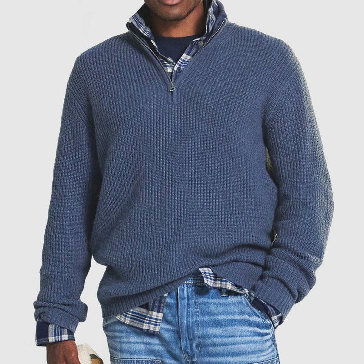 Nuana Lukas Herren Rippstrick Quarter-Zip Knit Sweater Pullover