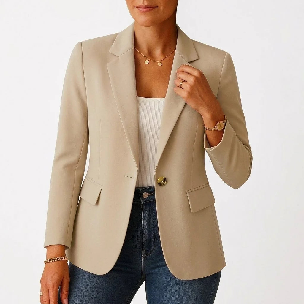 Nuana Marie Damen Klassischer Einknopf-Blazer Tailliert