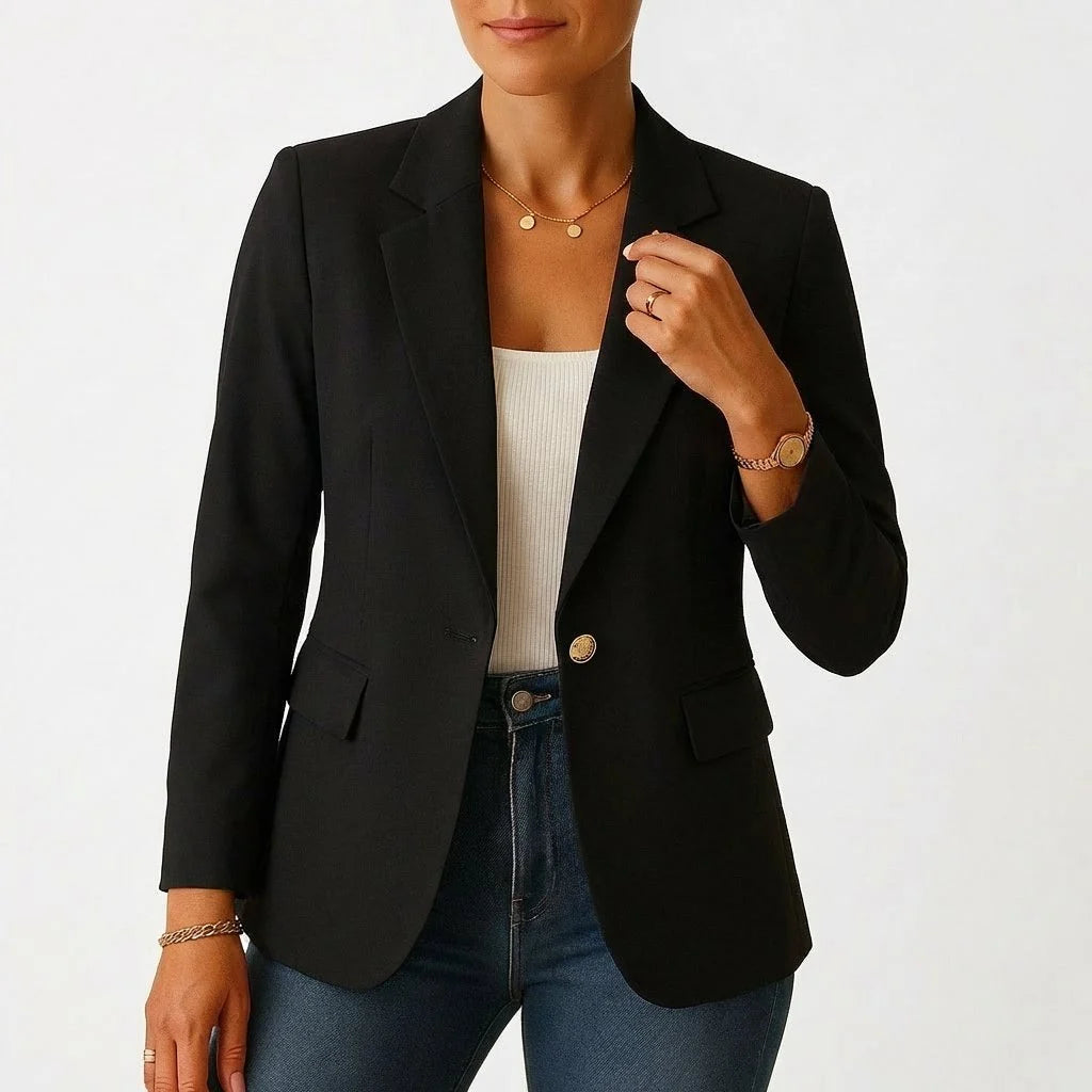 Nuana Marie Damen Klassischer Einknopf-Blazer Tailliert