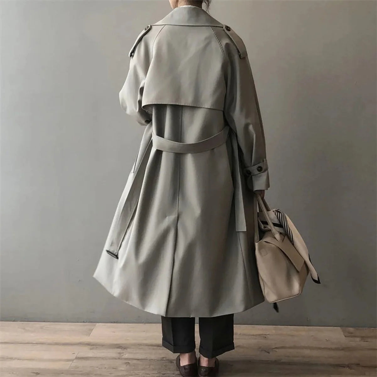 Nuana Marlene | Damen Langer Wasserabweisender Doppelreihiger Trench Coat
